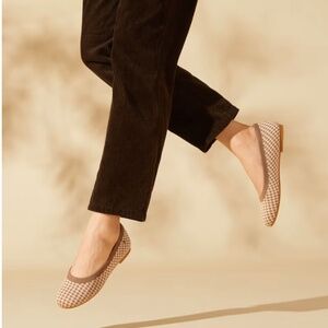 NWT VIVAIA Claire Round Toe Flats in Espresso Houndstooth Size EU 42